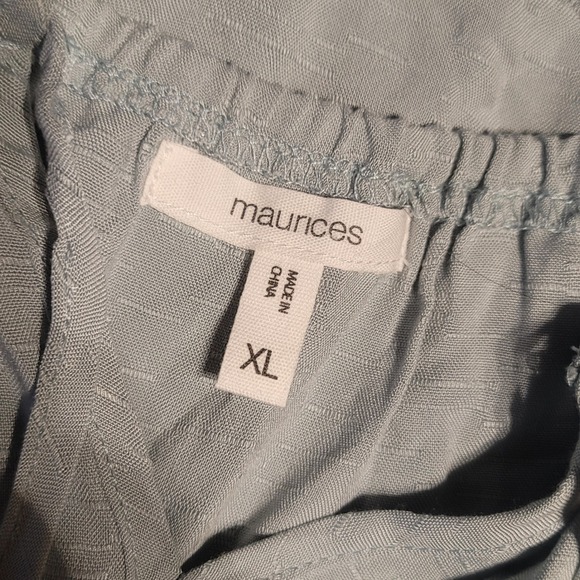 Flowy Peplum Cami Tank Blouse XL Blue Maurices Tie Front V-Neck - Picture 4 of 5